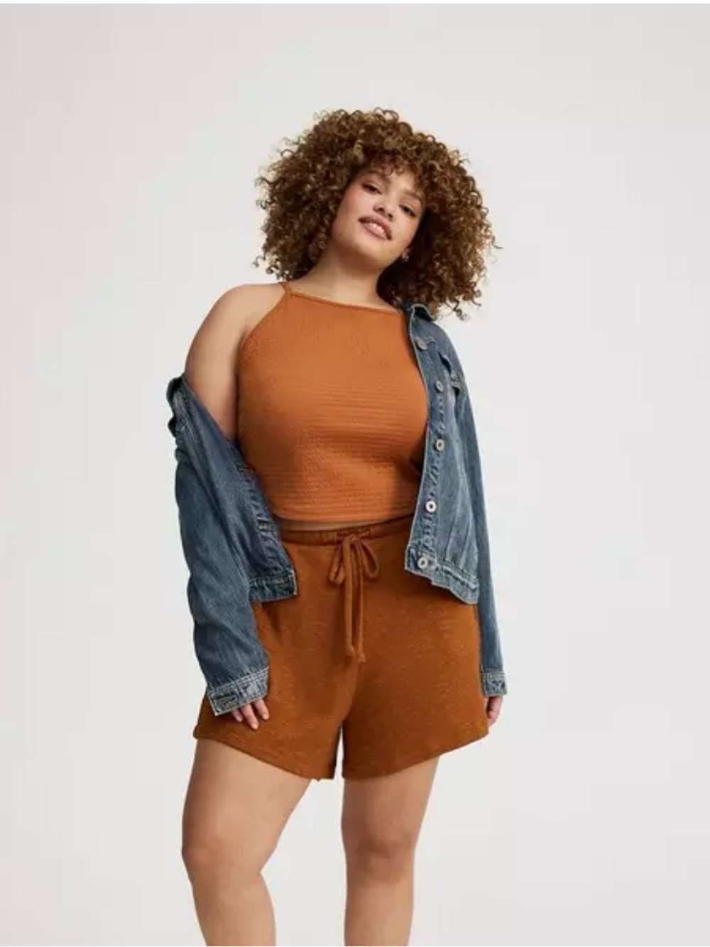 torrid Rust High-Rise Drawstring Knit Short